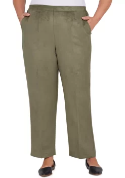 Deals 🧨 Alfred Dunner Plus Size Copper Canyon Suede Pull-On Straight Leg Pants In Regular Length 👏 -Alfred Dunner Sales Belk 1393