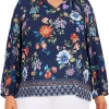 Cheapest ✨ Alfred Dunner Plus Size Lake Placid Floral Split Neck Blouse ⭐