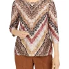Buy ❤️ Alfred Dunner 👩 Women's 3/4 Sleeve Paisley Print Top ✔️ -Alfred Dunner Sales Belk 1404