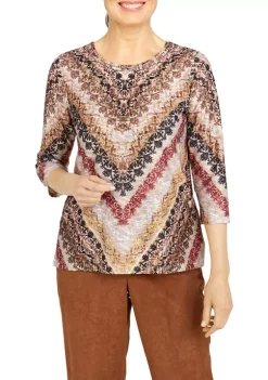 Buy ❤️ Alfred Dunner 👩 Women's 3/4 Sleeve Paisley Print Top ✔️ -Alfred Dunner Sales Belk 1406