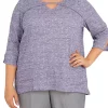 Best Sale ❤️ Alfred Dunner Plus Size Heather Rib Knit Top 😀 -Alfred Dunner Sales Belk 1411