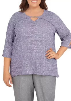 Best Sale ❤️ Alfred Dunner Plus Size Heather Rib Knit Top 😀 -Alfred Dunner Sales Belk 1413