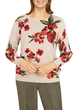 Cheap 🎁 Alfred Dunner 👩 Women's Tossed Floral Sweater 😉 -Alfred Dunner Sales Belk 1423