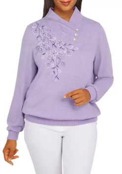 Hot Sale 🌟 Alfred Dunner 👩 Women's Victoria Falls Long Sleeve Heather Knit Top 💯 -Alfred Dunner Sales Belk 1460