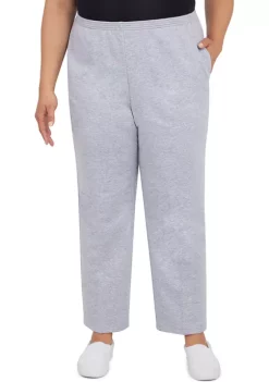 Promo ⌛ Alfred Dunner Plus Size Floral Park French Terry Pull-On Straight Leg Regular Length Pants 😉 -Alfred Dunner Sales Belk 1473