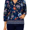 Best reviews of 🧨 Alfred Dunner Petite Lake Placid Floral Split Neck Blouse 🎉 -Alfred Dunner Sales Belk 1474