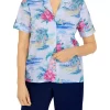 Buy 🔔 Alfred Dunner 👩 Women's Tropical Print Burnout 👚 Shirt 💯 -Alfred Dunner Sales Belk 1493