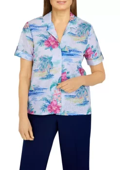 Buy 🔔 Alfred Dunner 👩 Women's Tropical Print Burnout 👚 Shirt 💯