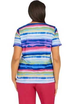 Budget ✨ Alfred Dunner 👩 Women's Painterly Stripe Top ⌛ -Alfred Dunner Sales Belk 1509