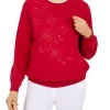 Promo 😉 Alfred Dunner 👩 Women's Asymmetric Floral Pullover 🔥