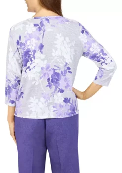 Flash Sale ✔️ Alfred Dunner 👩 Women's Tivoli Gardens Shadow Floral Print Sweater ✨ -Alfred Dunner Sales Belk 1523