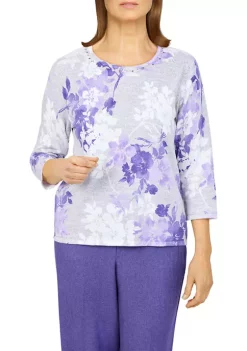 Flash Sale ✔️ Alfred Dunner 👩 Women's Tivoli Gardens Shadow Floral Print Sweater ✨ -Alfred Dunner Sales Belk 1524