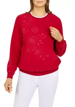 Promo 😉 Alfred Dunner 👩 Women's Asymmetric Floral Pullover 🔥 -Alfred Dunner Sales Belk 155