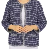 Budget 🔥 Alfred Dunner 👩 Women's Sloane Street Shimmer Boxes Knit Boucle W/fringe Jacket ✔️ -Alfred Dunner Sales Belk 1556