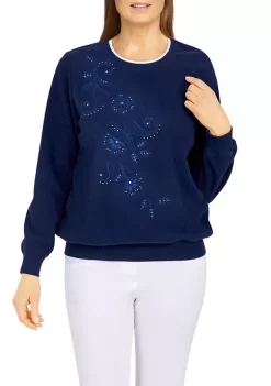 Promo 😉 Alfred Dunner 👩 Women's Asymmetric Floral Pullover 🔥 -Alfred Dunner Sales Belk 156