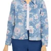 Brand new ⌛ Alfred Dunner 👩 Women's Shenandoah Valley Long Sleeve Distressed Floral Jacket 😀 -Alfred Dunner Sales Belk 1566