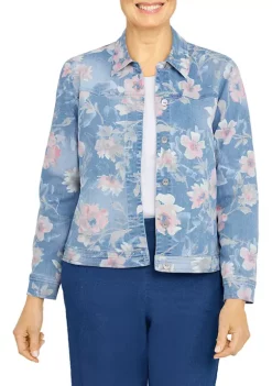 Brand new β Alfred Dunner π© Women's Shenandoah Valley Long Sleeve Distressed Floral Jacket π
