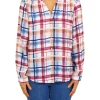 Coupon 😉 Alfred Dunner Petite Smocked Watercolor Plaid Blouse 🔔 -Alfred Dunner Sales Belk 1569