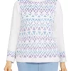 Coupon ⭐ Alfred Dunner 👩 Women's Victoria Falls Mock Neck 3/4 Sleeve Fair Isle Chenille Sweater 🧨 -Alfred Dunner Sales Belk 1572