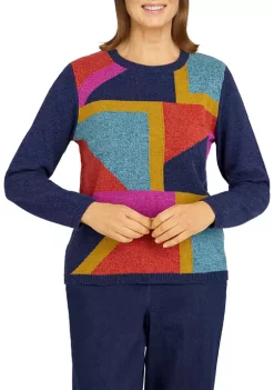 Brand new 🎁 Alfred Dunner Petite Lake Placid Color Block Crew Neck Sweater 😀 -Alfred Dunner Sales Belk 1585