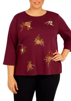 Best reviews of 🎁 Alfred Dunner Plus Size Tossed Floral Knit Top 😀 -Alfred Dunner Sales Belk 1589