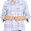 Discount 😉 Alfred Dunner 👩 Women's Victoria Falls Plaid Corduroy 3/4 Sleeve 👚 Shirt 🎉 -Alfred Dunner Sales Belk 1607