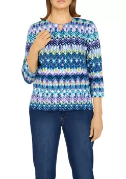 Best Pirce ✔️ Alfred Dunner 👩 Women's Classics Biadere Print Knit Sweater ⌛ -Alfred Dunner Sales Belk 1642
