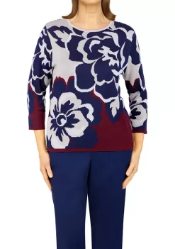 Brand new 😍 Alfred Dunner 👩 Women's 3/4 Sleeve Exploded Floral Sweater 😉 -Alfred Dunner Sales Belk 1646