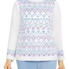 Wholesale 🔔 Alfred Dunner Petite Victoria Falls Mock Neck 3/4 Sleeve Fair Isle Chenille Sweater 🤩 -Alfred Dunner Sales Belk 1656