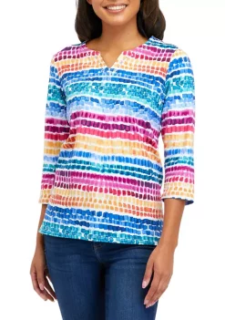 Outlet 😍 Alfred Dunner 👩 Women's Etched Line Printed Knit Top 👏