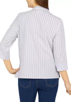 Hot Sale 😉 Alfred Dunner Tivoli Gardens Yarn Dye Embroidered Stripe Woven 👕 Shirt 😍 -Alfred Dunner Sales Belk 1660