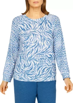 Best Pirce 🎁 Alfred Dunner Petite Floral Park Crew Neck Animal Print Top 😍 -Alfred Dunner Sales Belk 1700