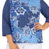 Top 10 🔔 Alfred Dunner Plus Size Lake Placid Floral Shimmer Crew Neck Print Top 🤩