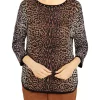 Outlet 😍 Alfred Dunner 👩 Women's Animal Jacquard 3/4 Sleeve Sweater ⭐ -Alfred Dunner Sales Belk 1708