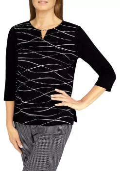 Outlet 🔔 Alfred Dunner Plus Size Metallic Stripe Knit Top 😉