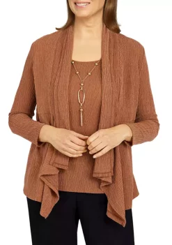Promo 😍 Alfred Dunner 👩 Women's Madagascar 2 in 1 Cascade Hemline Top with Removable Necklace 🎁 -Alfred Dunner Sales Belk 174