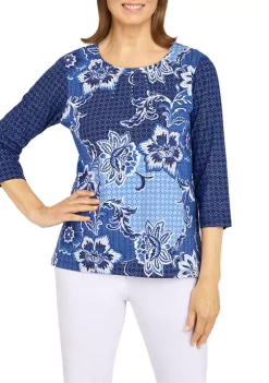 Cheap 🤩 Alfred Dunner 👩 Women's Printed Soft Knit Top 👍 -Alfred Dunner Sales Belk 1742