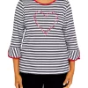 Brand new 😀 Alfred Dunner Plus Size Heart Embroidered Stripe Top 🧨 -Alfred Dunner Sales Belk 1746