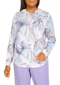 Best Sale π Alfred Dunner π© Women's Victoria Falls Long Sleeves Floral Print Hoodie β¨