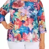 Brand new 😉 Alfred Dunner Plus Size Lake Placid Botanical Embellished Lace Appliqué Print Top 😍 -Alfred Dunner Sales Belk 1756