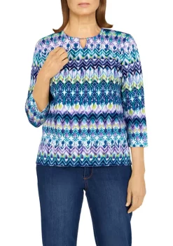 Best Pirce ⌛ Alfred Dunner Petite Biadere Print Sweater 🌟 -Alfred Dunner Sales Belk 1762