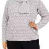 Cheapest 👏 Alfred Dunner Plus Size Stonehenge Long Sleeve Pointelle Sweater With Scarf 🔥