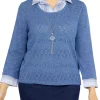 Coupon 🧨 Alfred Dunner Petite Shenandoah Valley Pointelle Sweater With Removable Necklace 🎁 -Alfred Dunner Sales Belk 1782