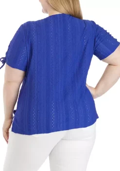 Wholesale 😉 Alfred Dunner Plus Size Short Sleeve Eyelet Knit Solid Top 💯 -Alfred Dunner Sales Belk 1786