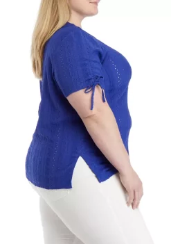 Wholesale 😉 Alfred Dunner Plus Size Short Sleeve Eyelet Knit Solid Top 💯 -Alfred Dunner Sales Belk 1787