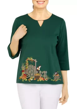 Flash Sale 🤩 Alfred Dunner Petite Garden Gate Knit Top 🎉 -Alfred Dunner Sales Belk 1795