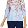 Coupon ⭐ Alfred Dunner Petite Shenandoah Valley Crew Neck Floral Print Top ⌛ -Alfred Dunner Sales Belk 1839