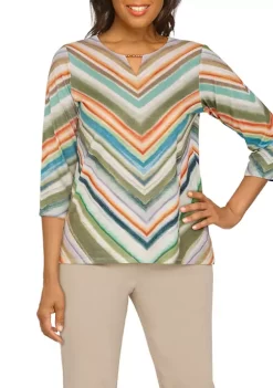 Best Pirce 👏 Alfred Dunner 👩 Women's Watercolor Chevron Top 👏 -Alfred Dunner Sales Belk 1881