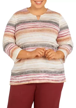 Brand new 🌟 Alfred Dunner Plus Size Watercolor Biadere Knit Top 🎉