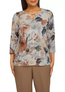 Wholesale 🔥 Alfred Dunner 👩 Women's Watercolor Floral Knit Top 😉